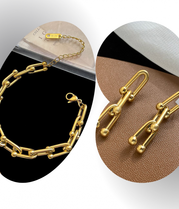 Double Links Bracelet and Earrings set (2)