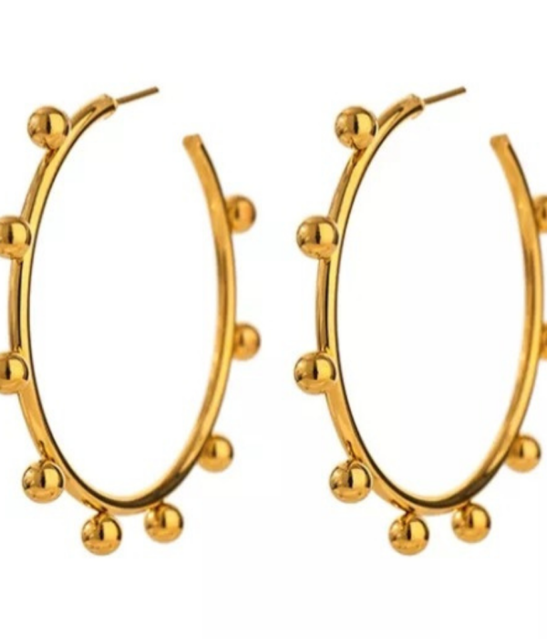 Hollow ball hoop earrings