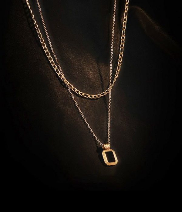 Layered Black Square Necklace (2)