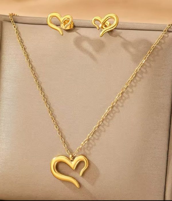 Open Heart Necklace and Earrings Set (2)